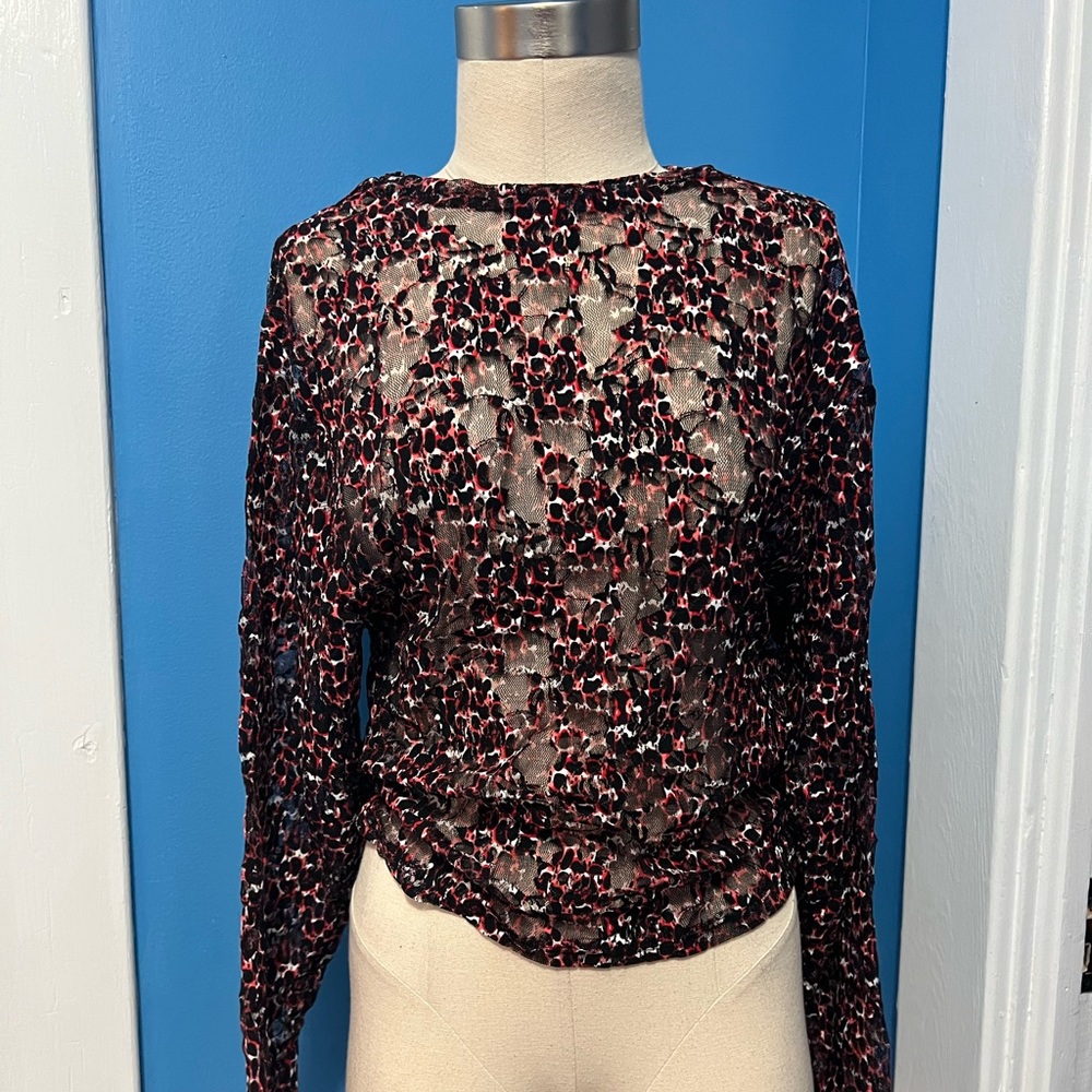 Zara sheer lace mesh blouse